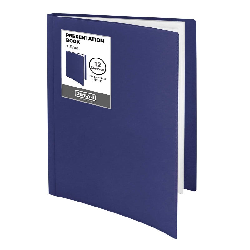 Dunwell Presentation Binder 12-Pocket, Displays 24 Pages, 8.5x11 Portfolio Binder with Plastic Sleeves, Storage and Organizer for Documents, Certificates, Projects, Photos (Blue) - Image 1